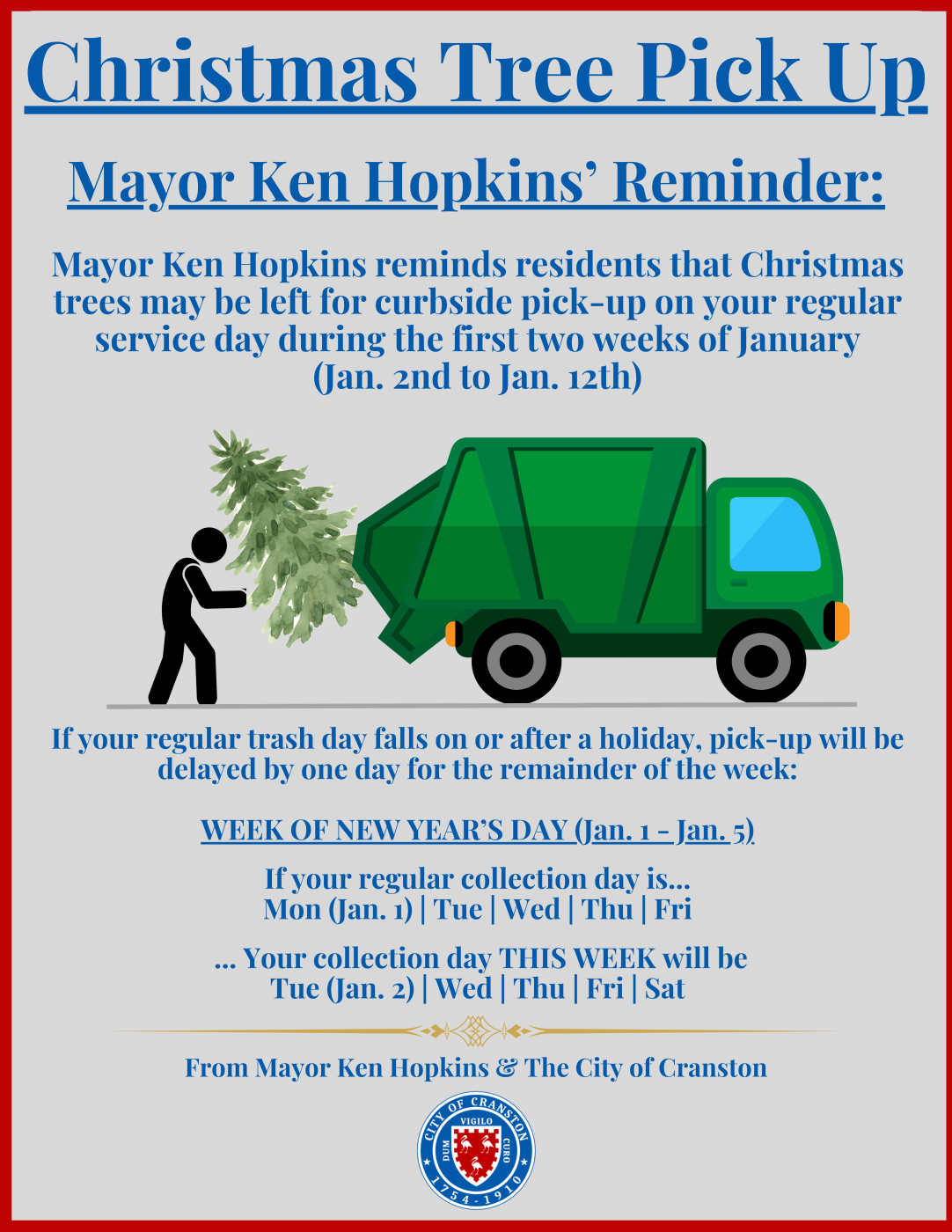 Christmas Tree Pick Up Available During First Two Weeks of January